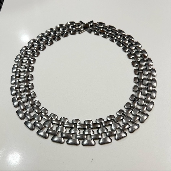 Panther Link / 5 Row Brick Link Chain Collar Necklace 17.5” - Picture 6 of 16